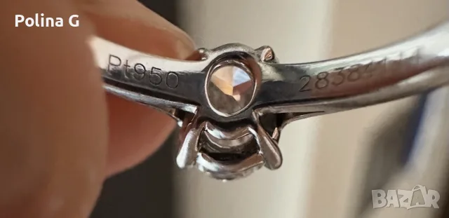 Оригинален Tiffany & Co. платинен годежен пръстен с диамант 0.53 ct – G / VS2, снимка 8 - Пръстени - 56299647