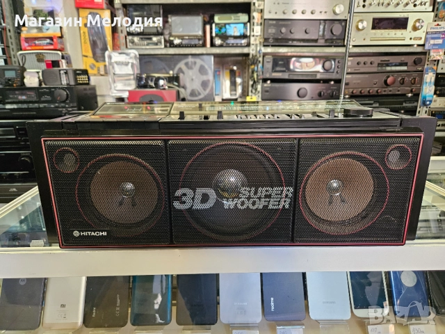 Радиокасетофон Hitachi TRK-7620E Hitachi 3D Super Woofer Boombox В отлично техническо и визуално със, снимка 5 - Радиокасетофони, транзистори - 52813792