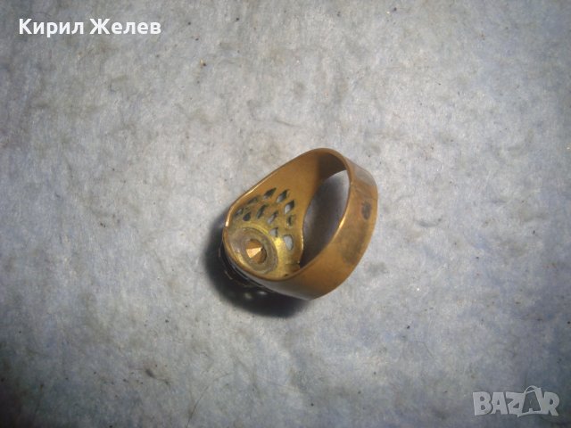 СТАРИНЕН МЕСИНГОВ РЕТРО АРТ СКЪПОЦЕНЕН АЖУРЕН МАЙСТОРСКИ ПРЪСТЕН с ЮВЕЛИРНО ФАСЕТИРАН ПЕРИДОТ 27194, снимка 5 - Антикварни и старинни предмети - 36772069