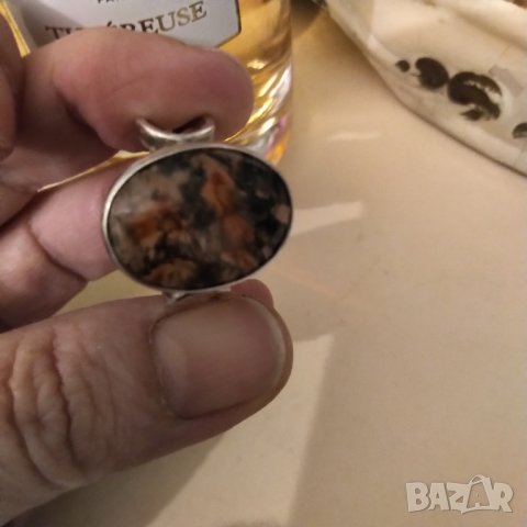 Авторски сребърен пръстен с мъхов ахат   НАМАЛЕНИЕ , снимка 3 - Пръстени - 38831158