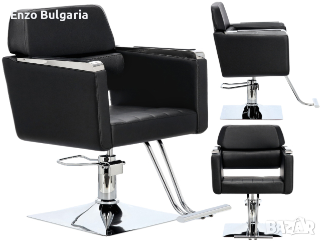 Хидравличен въртящ се фризьорски стол Bella за фризьорски салон с поставка за крака FJ-83014-BLACK f, снимка 1 - Фризьорски столове - 44042633