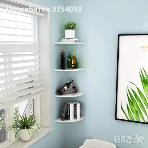 Комплект от 4 ъглови стенни рафта за съхранение – PVC, снимка 2 - Декорация за дома - 53124204