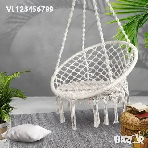 Висяща градинска люлка хамак с възглавница за двама, 130см, снимка 5 - Къмпинг мебели - 51540742