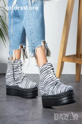 Боти на платформа - зебра принт - BML88