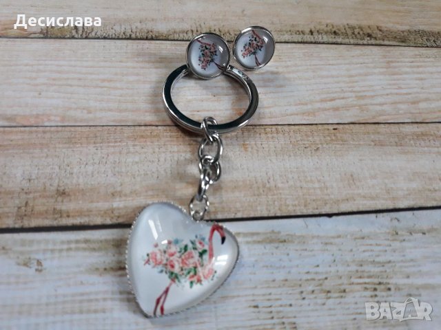 Комплект обеци и ключодържател "Фламинго", снимка 5 - Други - 33942182