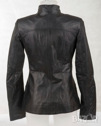 Черно кожено дамско яке марка Giorgio di Mare - S, снимка 3 - Якета - 30101343
