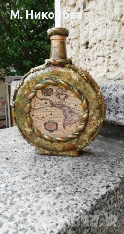 Винтидж ръчно декорирана бутилка , снимка 2 - Други - 50584260