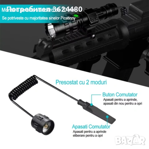  LED прожектор за лов 4845, снимка 7 - Оборудване и аксесоари за оръжия - 53280332