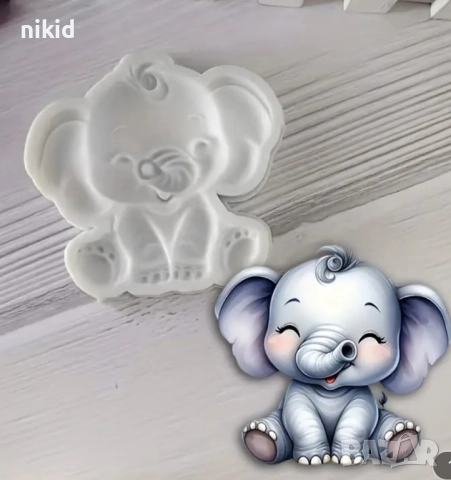 Сладко едро слонче слон с извит хобот силиконов молд форма форнан шоколад декор украса