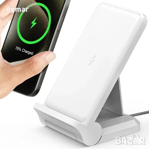 TMKUHOR 15W Qi безжично зарядно с магнитна стойка (поставка) за iPhone и Samsung