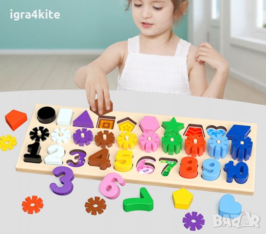 3в1 нов модел дървена игра със снежинки числа и фигури, снимка 2 - Образователни игри - 34325835