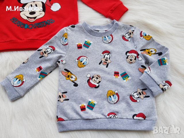 Коледна блуза Мики Маус 9-12 месеца, снимка 4 - Бебешки блузки - 31918311