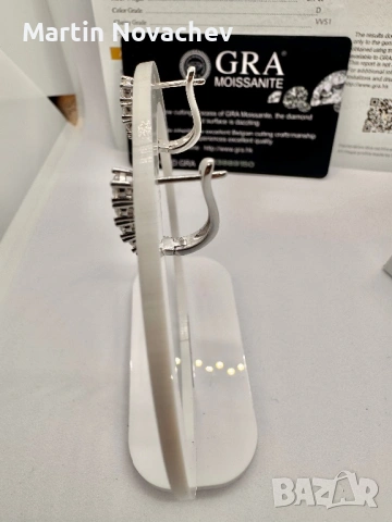 Сребърни обеци с мойсанит (Диамант) 1 карат, снимка 5 - Обеци - 54062440