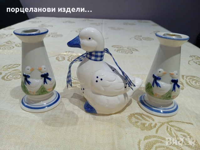 порцеланов прекрасен сет свещници с фигура на пате , снимка 12 - Колекции - 54010683