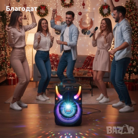 Преносима Bluetooth тонколона WSJAR E-8807 – Караоке, FM, LED ефекти, снимка 2 - Тонколони - 52788218