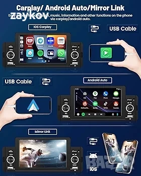DAB автомобилно радио 1Din Carplay Android с 5-инчов сензорен екран Универсално, снимка 2 - Радиокасетофони, транзистори - 50656902