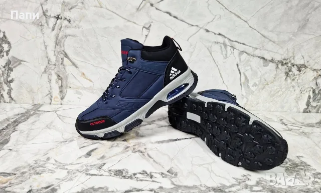 Мъжки зимни обувки с пух Adidas синьо , снимка 2 - Мъжки ботуши - 56150638