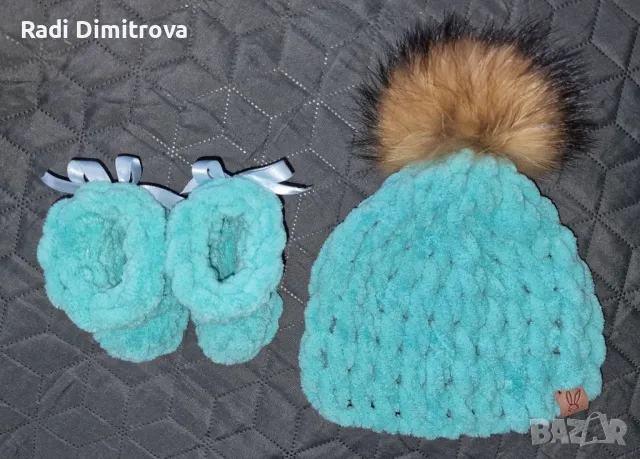 Бебешка шапка и ботушки handmade, снимка 9 - Комплекти за бебе - 48874942