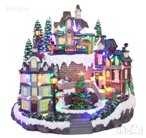 Празнична коледна сцена с LED осветление – Ръчно изработена декорация, снимка 4 - Друга електроника - 52832188