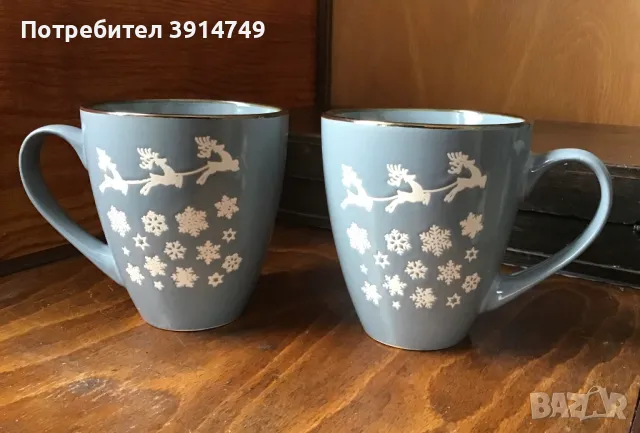 Комплект 2 керамични чаши, 500 мл, солидна изработка, коледен мотив *НОВИ*
