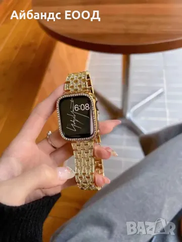 Стоманена каишка с камъчета за Apple Watch ULTRA/SE/11/10/9/8/7/6/5, снимка 8 - Каишки за часовници - 49453725