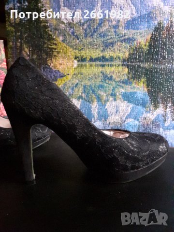 Уникални черни дантелени токчета, снимка 3 - Дамски обувки на ток - 30195343