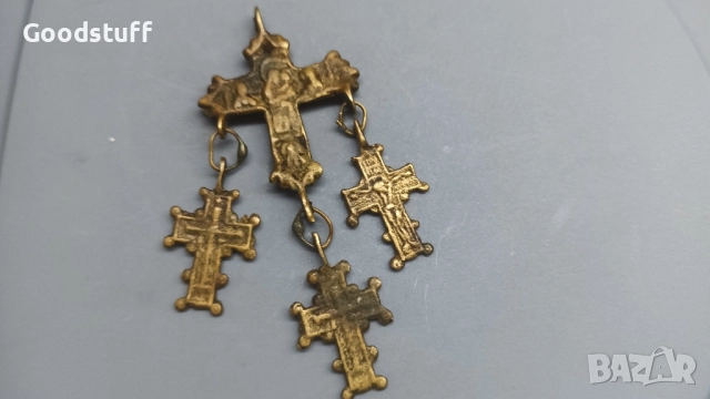 Бронзов възрожденски накит,кръст, Богородица, Исус, снимка 2 - Антикварни и старинни предмети - 52549102
