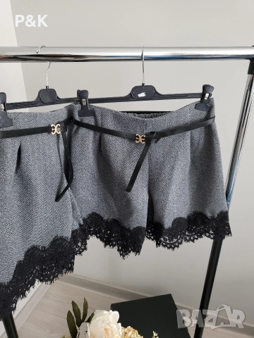 Сиви зимни панталонки с дантела и коланче, снимка 5 - Къси панталони и бермуди - 52836080
