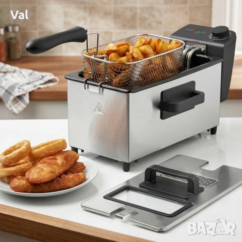 Електрически фритюрник Cheffinger CF-EDP3.0 3L, 2000W, неръждаема стомана, регулируема температура,, снимка 6 - Фритюрници - 53976824