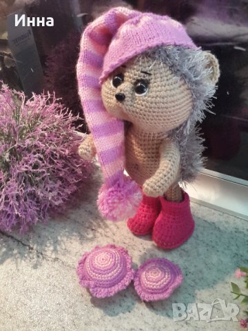Плетена играчка ”Сънлив Таралеж”, Плетени, ръчно изработени, прекрасен подарък, снимка 8 - Плюшени играчки - 42625108