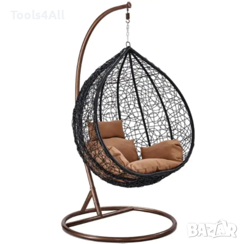 Ратанова Градинска Люлка, Меки Възглавници, 4 цвята, до 200 кг, снимка 2 - Градински мебели, декорация  - 44680972