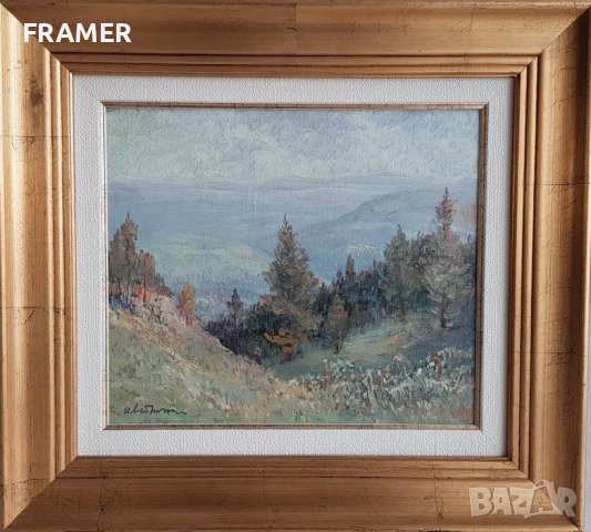Иван Тричков планински пейзаж Бистришко бранище маслени бои, снимка 2 - Картини - 36649817