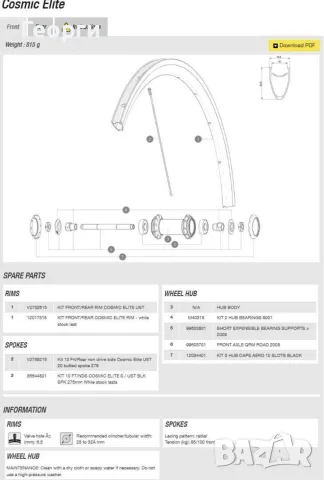 Капли Mavic Cosmic Elite, снимка 5 - Части за велосипеди - 56480351