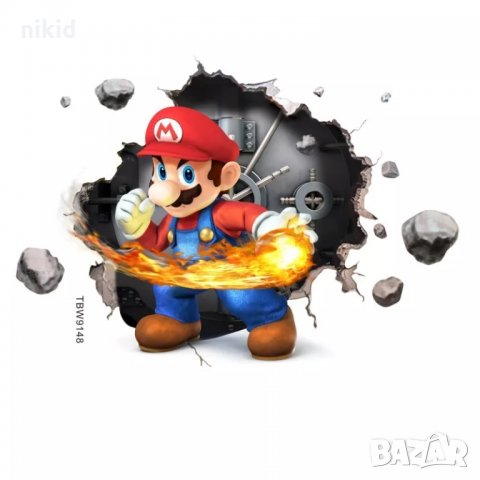 3D Супер Марио Super Mario Дупка в стена самозалепващ стикер лепенка за стена, снимка 4 - Други - 34253921