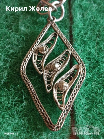Сребърно колие Възрожденски стил филигранна изработка гранулация 26531, снимка 7 - Колиета, медальони, синджири - 54037313