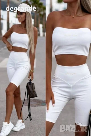 Дамски ежедневен комплект в бяло черно и пепел от рози