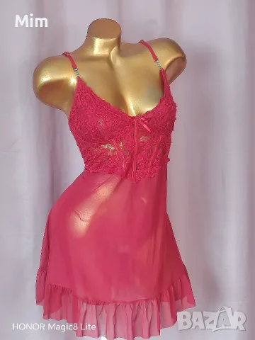2XL Червена ефирна нощница , снимка 3 - Нощници - 56549094