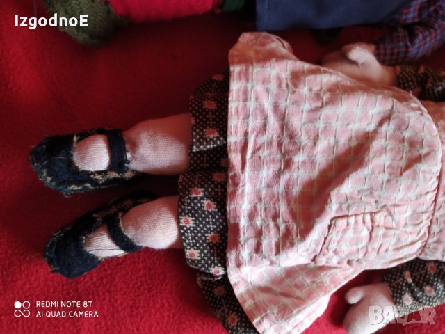 Стари меки ръчно изработени кукли момче и момичр, снимка 4 - Колекции - 29699307