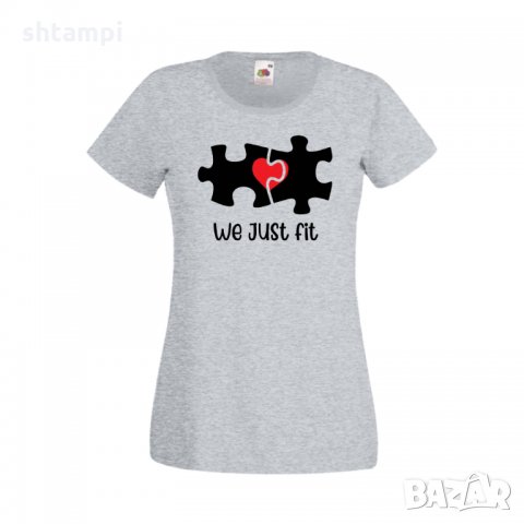 Дамска тениска Свети Валентин We Just Fit, снимка 2 - Тениски - 35648860