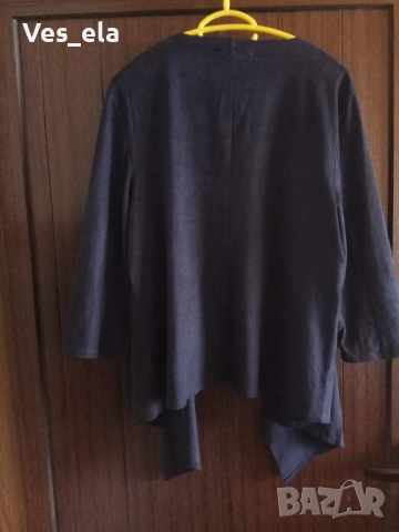 Тъмно синьо велурено отворено сако, снимка 2 - Сака - 53931398