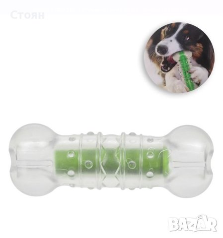 Играчка за куче Bone Green със звук на бутилка 16 см