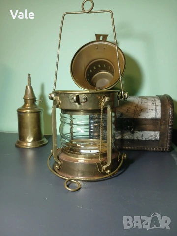 Стар морски фенер на свещ, снимка 3 - Антикварни и старинни предмети - 53065587