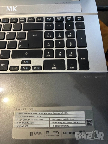 Лаптоп Acer Aspira v3 771 G, снимка 3 - Лаптопи за дома - 54322143