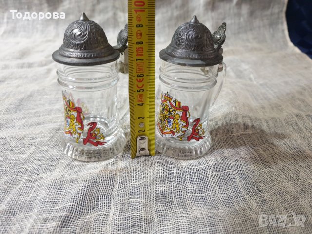 Малки стъклени халбички с капачета, снимка 5 - Чаши - 42612463
