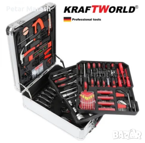 Куфар с инструменти 499 части KraftWorld – тресчотка, ключове, отвертки, клещи, снимка 8 - Куфари с инструменти - 50335448