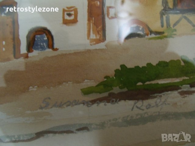 № 5827 стара картина с рамка   - акварел - картон, снимка 4 - Антикварни и старинни предмети - 35064503