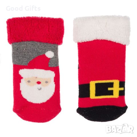 2 чифта Бебешки коледни чорапи, Дядо Коледа, снимка 1 - Бебешки чорапи - 42779243
