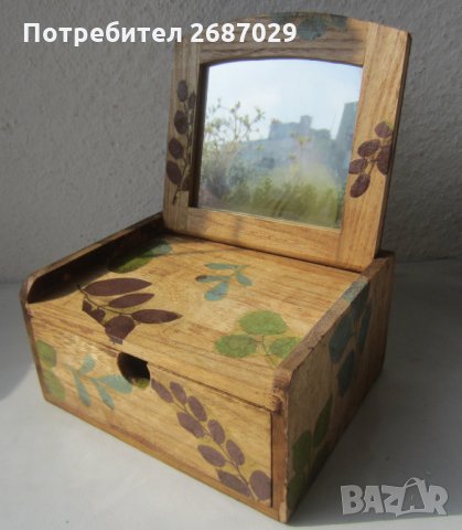 Дървена тоалетка с огледало и  чекмедже и  стара японска кутия за бижута, снимка 4 - Други - 30304673