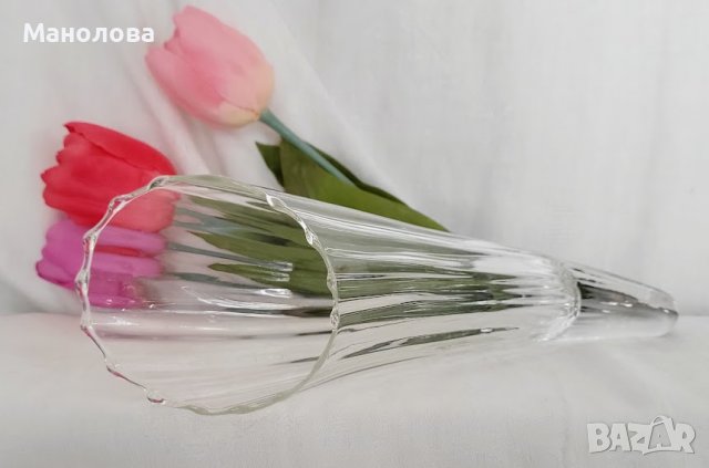 Художествена стъклена ваза Рог на изобилието., снимка 3 - Вази - 38465809
