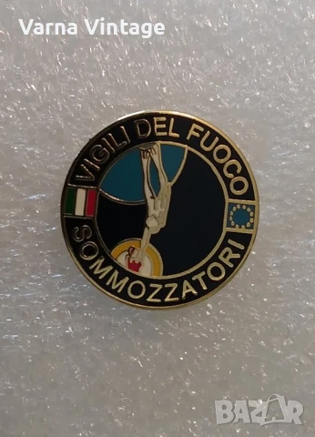 Значка на пожарникари-водолази "Vigili del Fuoco Sommozzatori" Италия., снимка 2 - Колекции - 51210772